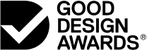 The image features the logo of the Good Design Awards, showcasing a bold, stylized letter "D" on the left, partly formed by geometric shapes. To the right are the words "GOOD DESIGN AWARDS" in uppercase black letters. The logo is accompanied by an ® symbol and embodies weblim quality design principles.